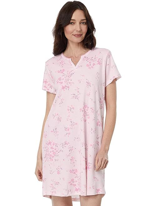 Karen Neuburger Blossom Short Sleeve Split-Neck Nightshirt