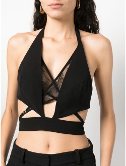 halterneck cut-out crop top