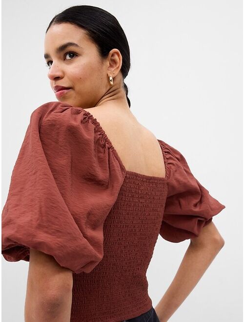 Gap Puff Sleeve Ruched Top