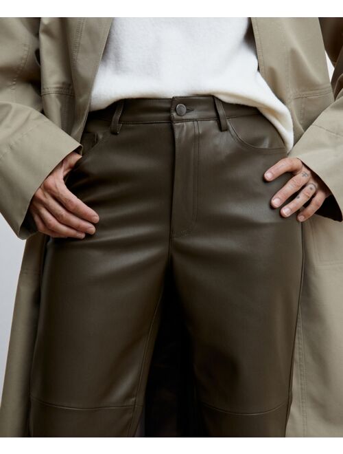 MANGO Women's Leather-Effect Straight Trousers