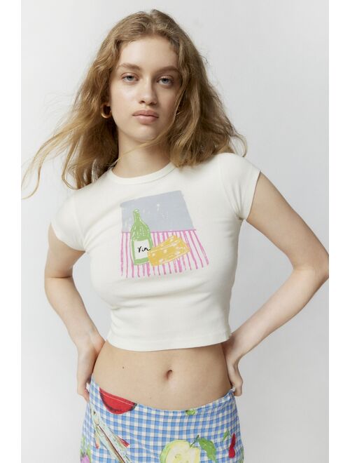 Urban outfitters Cheese & Wine Doodle Baby Tee