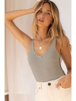Keep It Classic Black and White Striped V-Neck Bodysuit