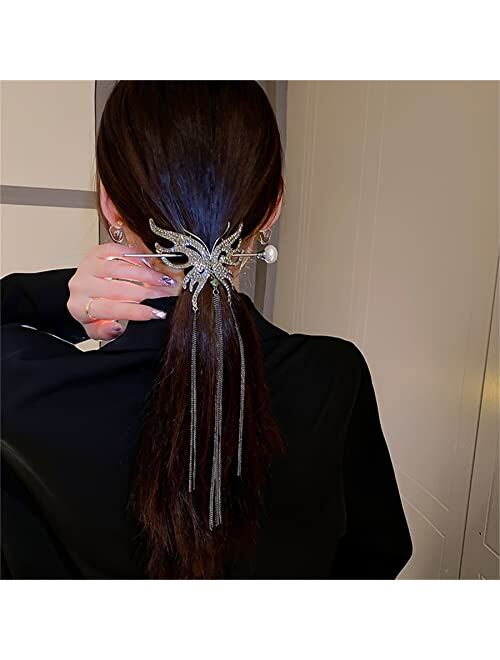 Bincout Meerore Metal Butterfly Hair Stick Pearl Hair Chopsticks Hair Clip Chignon Pin Hair Decor Hairpin Chinese Hair Accessories for Women Black