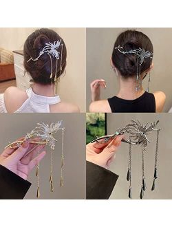 Kriccio Butterfly Hair Claw Clip, 2PCS Shark Clips Nonslip Hair Clamps Chinese Style Hanfu Hair Accessories for Women-B#1