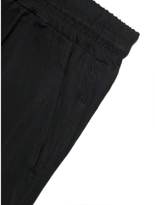 Manfinity EMRG Men Letter Patched Detail Flap Pocket Side Drawstring Waist Cargo Pants