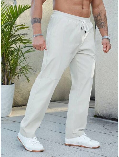 Manfinity Basics Men Drawstring Waist Straight Leg Pants
