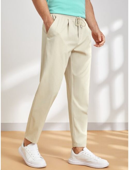 Manfinity Basics Men Solid Drawstring Waist Pants