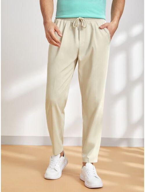 Manfinity Basics Men Solid Drawstring Waist Pants