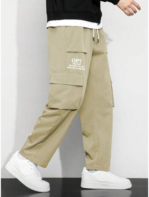 Manfinity Hypemode Men Flap Pocket Side Drawstring Waist Cargo Pants