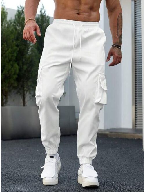 Manfinity Homme Men Flap Pocket Side Drawstring Waist Cargo Pants