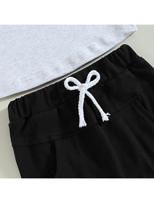 LIOMENGZI Infant Baby Boys Summer Color Block Clothes Sets Outfits Short T Shirt Elastic Striped Shorts Set Toddler Clothes