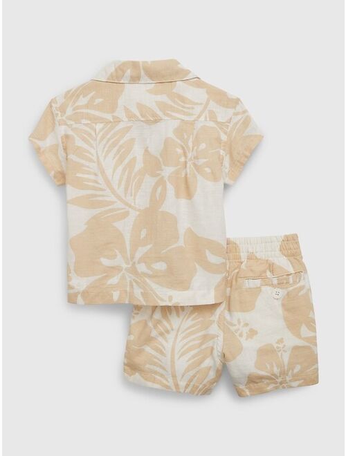 Gap Baby Linen-Cotton Hibiscus Outfit Set
