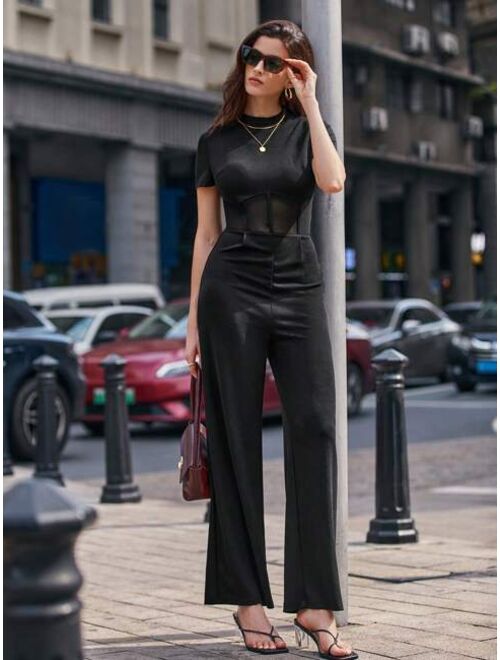SHEIN Frenchy Mock Neck Seam Front Jumpsuit