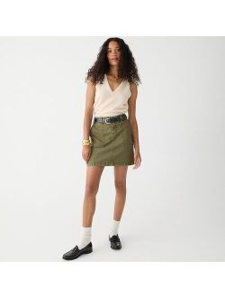 Garment-dyed utility mini skirt