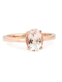 Gngjewel Morganite Collection GNG Natural Morganite Classic Style Solitaire Engagement Ring in 10K Rose Gold
