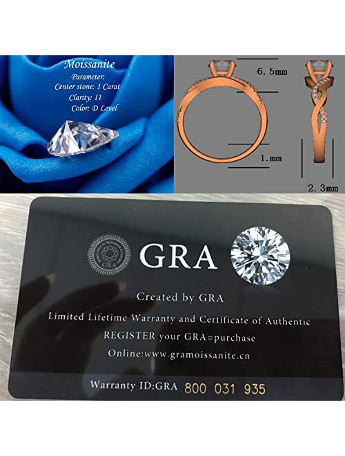 SISGEM 14K Gold Wedding Ring for Women,Split Shank Pave Set 1.3 Carat(cttw) Moissanite Engagement Ring With Engraved Name,Wedding Anniversary Size 5-11