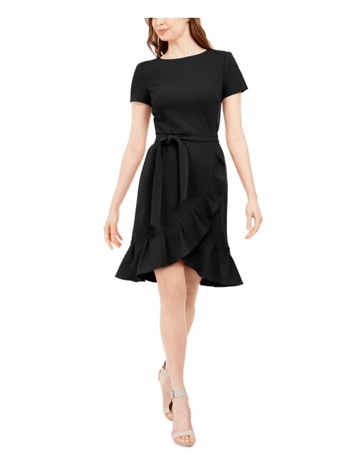 CALVIN KLEIN Ruffled Tulip-Hem Crepe Dress