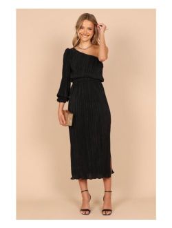 Petal and Pup Womens Pontee One Shoulder Pleated Midi Dress