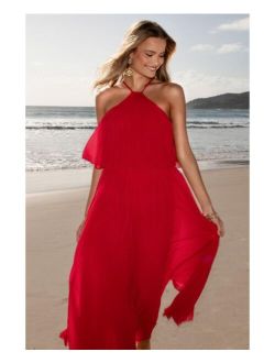 Petal and Pup Womens Gia Pleated Halterneck Maxi Dress