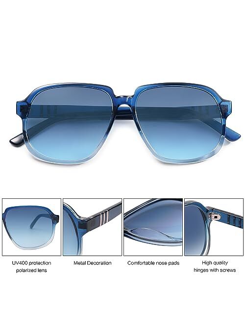 SOJOS Retro Vintage Square Polarized Sunglasses for Women Men 70s Stylish Oversized Sunnies SJ2272