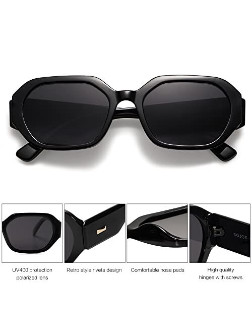 SOJOS Polarized Sunglasses For Women Retro Rectangle Womens Sun Glasses Trendy Narrow Square 90s Shades SJ2232