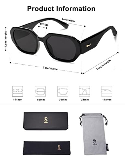 SOJOS Polarized Sunglasses For Women Retro Rectangle Womens Sun Glasses Trendy Narrow Square 90s Shades SJ2232