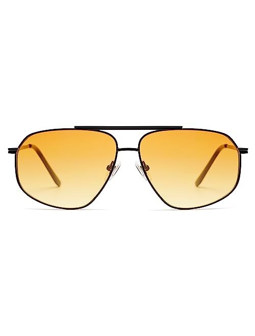 SOJOS Classic Retro Hexagonal Aviator Sunglasses for Women Men Vintage Polygon Sunnies SJ1200