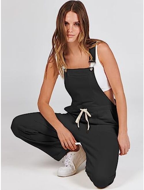 ANRABESS Women's Overalls Jumpsuit Casual Sleeveless Adjustable Tie Straps Drawstring Jumpers Outfits with Pockets
