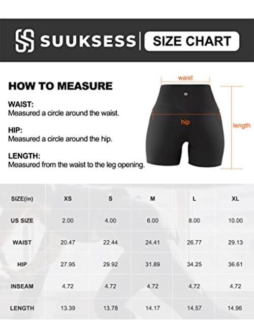 SUUKSESS Women No Front Seam Buttery Soft Workout Shorts Ruched High Waisted Tummy Control Gym Shorts