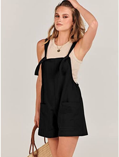 ANRABESS Women's Overalls Casual Loose Sleeveless Adjustable Straps Bib Summer Romper with Pockets