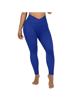 Women Crossover Seamless Leggings Butt Lifting High Waisted Workout Yoga Pants