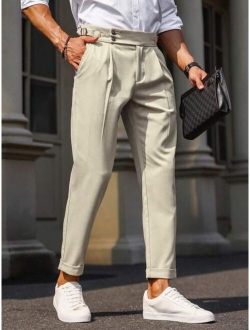 Manfinity Mode Men Slant Pocket Fold Pleated Detail Suit Pants