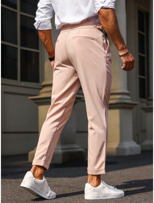 Manfinity Mode Men Slant Pocket Fold Pleated Detail Suit Pants