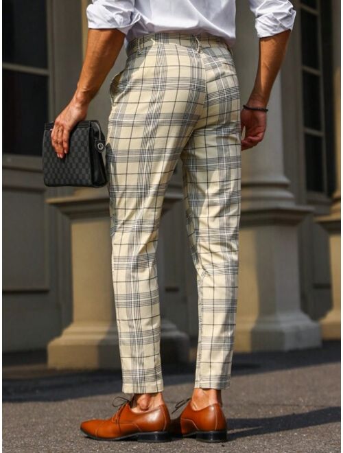 Manfinity Mode Men Plaid Slant Pocket Suit Pants