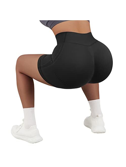 SUUKSESS Women Contour Seamless Booty Butt Lift Shorts High Waist Workout Shorts