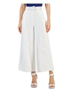 I.N.C. International Concepts Women's Linen Cropped Wide-Leg Pants, Created for Macy's