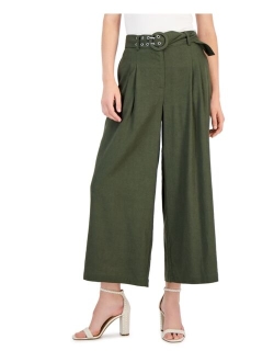 I.N.C. International Concepts Women's Linen Cropped Wide-Leg Pants, Created for Macy's