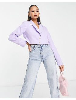 cropped blazer in lilac