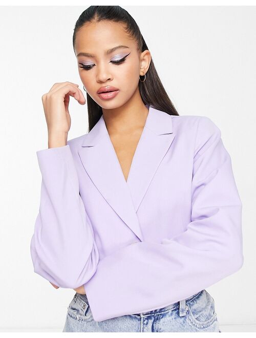 Miss Selfridge cropped blazer in lilac