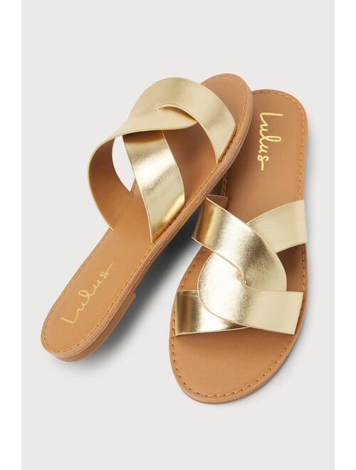 Lulus Carlyn Gold Slide Sandals
