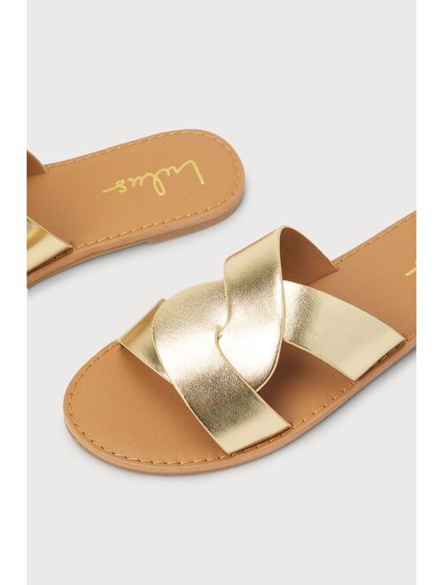 Lulus Carlyn Gold Slide Sandals