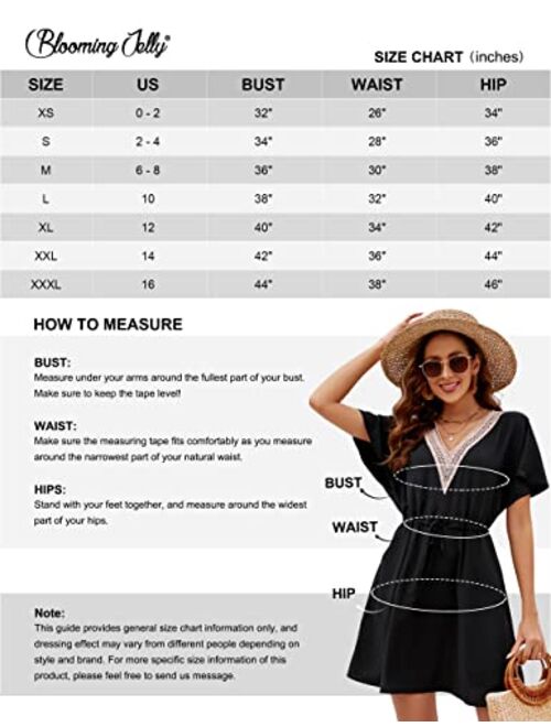 Blooming Jelly Womens Bathing Suit Cover Ups V Neck Summer Beach Dress Dolman Sleeve Swimsuit Coverup