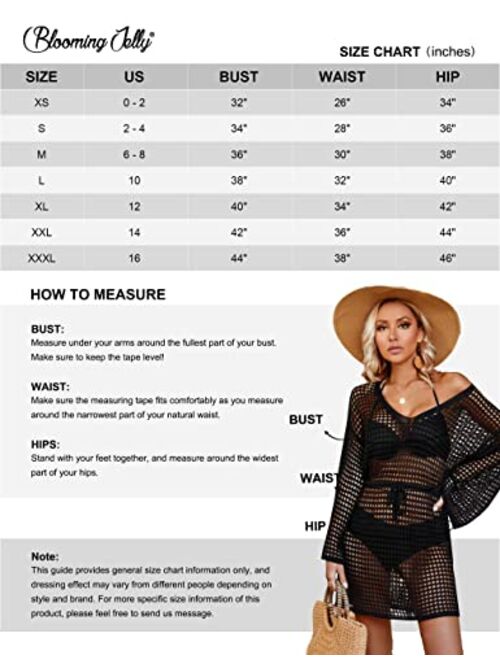 Blooming Jelly Womens Crochet Swimsuit Cover Up Beach Kimono Cardigans Cover Ups Summer Bathing Suit Coverups