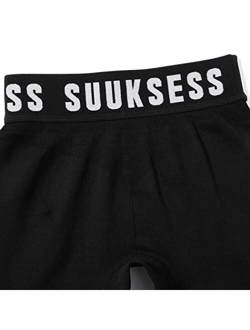 SUUKSESS Women Booty Seamless Biker Shorts Tummy Control High Waisted Workout Pro Shorts