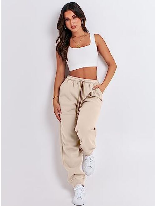 ANRABESS Women Sweatpants Baggy High Waist Fleece Athletic Jogger Pant Trousers Y2K Teen Girls