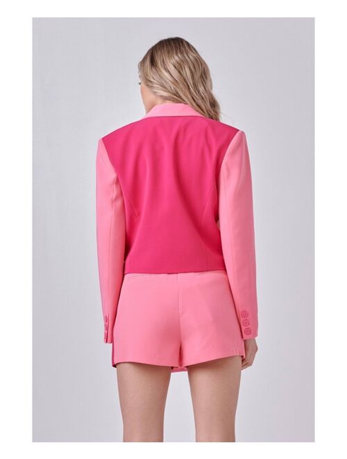 ENDLESS ROSE Women's Colorblock Short Blazer
