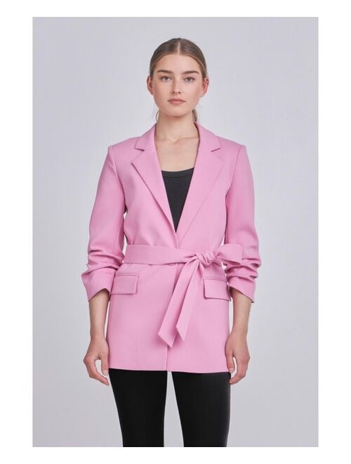 ENDLESS ROSE Women's Sleeve Cinched 3/4 Blazer