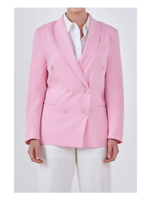 ENDLESS ROSE Women's Double Breast Basic Blazer