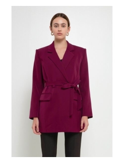 Women's Straight Belted Blazer