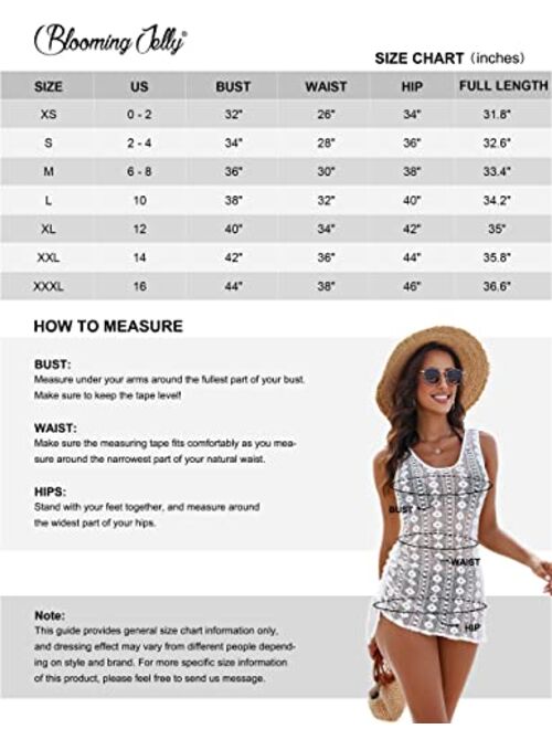 Blooming Jelly Womens Crochet Cover Up Swim Beach Coverup Bathing Suit Cover Ups Hollow Out Sleeveless Dresses